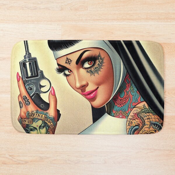 Item preview, Retro Tattooed Nun designed and sold by PulpVintage.