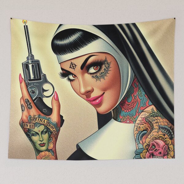 Item preview, Retro Tattooed Nun designed and sold by PulpVintage.