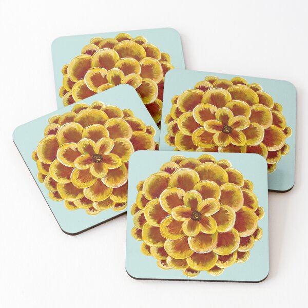 Item preview, Fiery Summer Zinnia Flower in Yellow  designed and sold by Bekah Grace.