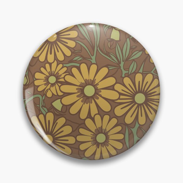 Item preview, Sixties Brown Floral Round Pattern designed and sold by SamJanner.