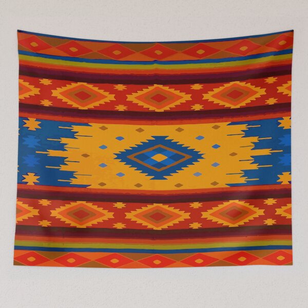 Item preview, Maximalist southwest fabric autumn colors chevron boho decor  designed and sold by T-Mex.