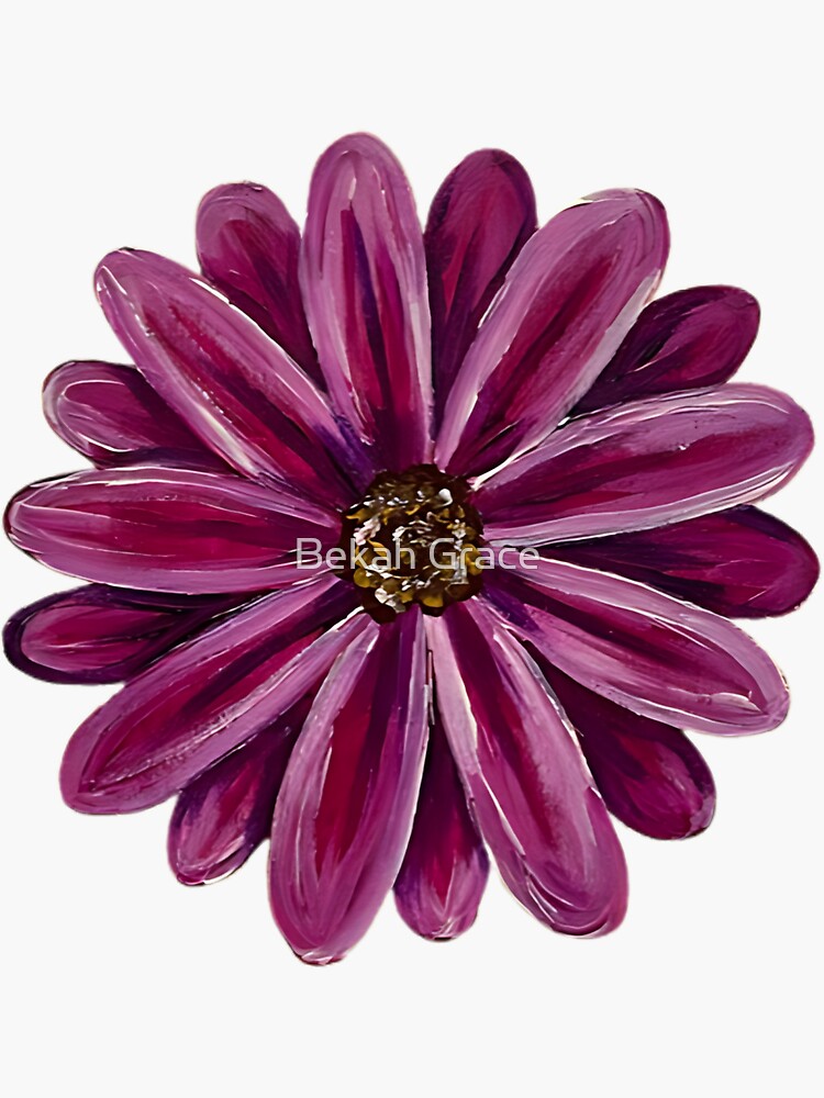 Thumbnail 3 of 3, Sticker, Pretty Pink and Purple Daisy Flower with Yellow designed and sold by Bekah-Grace.