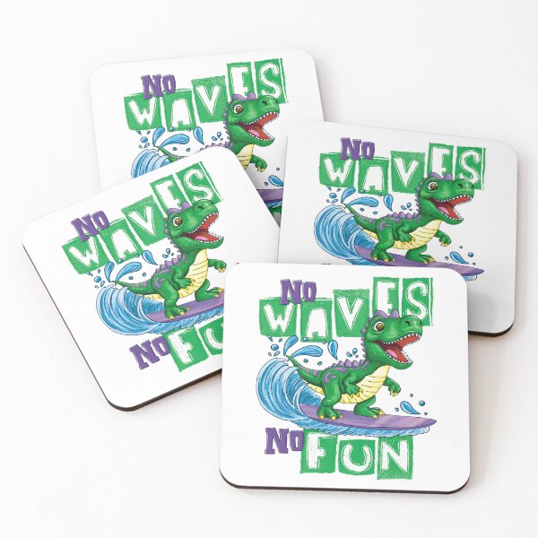Item preview, No Waves No Fun | Surf and Dinosaur designed and sold by LunaNovaArtShop.
