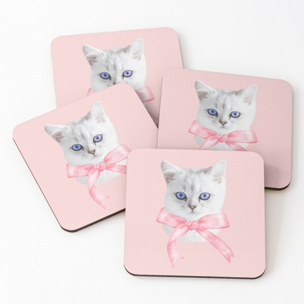 Item preview, Coquette Kitten Vintage Cat Pink Bow designed and sold by wowwowmeow.
