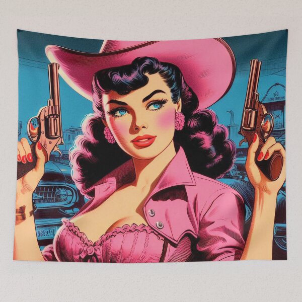 Item preview, Retro Pink Country Pin-up designed and sold by PulpVintage.