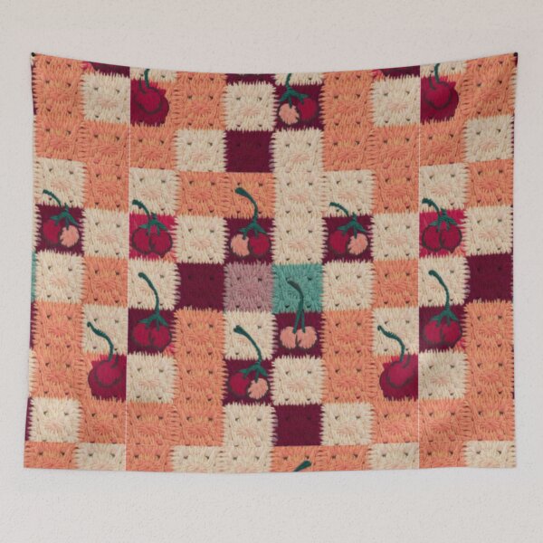 Item preview, Crochet Chequered Pattern Print. Patch Work Granny Squares designed and sold by gloriamelrose.