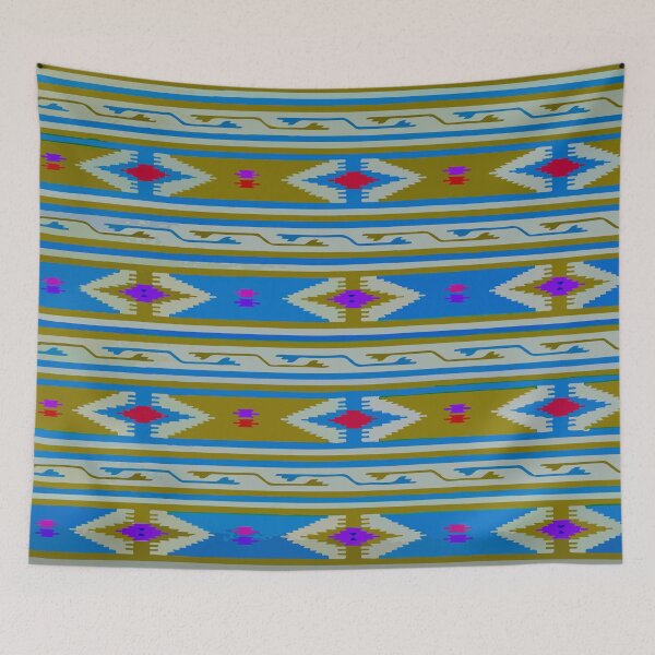 Item preview, Blue olive chevron textile boho chic decor bold decor designed and sold by T-Mex.