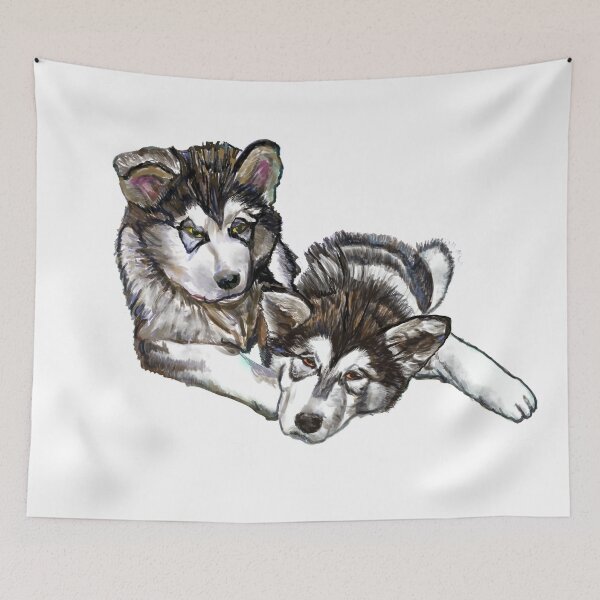 Item preview, two puppies Malamute designed and sold by Valérie Ozanon.