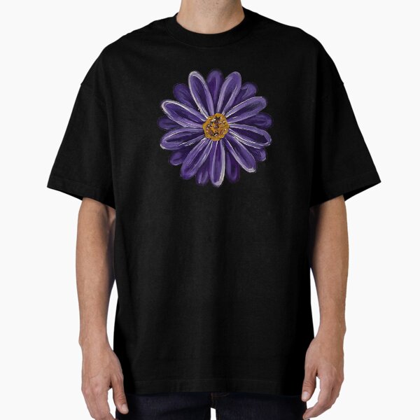 Pretty Blue Daisy Flower with Yellow Oversized T-Shirt