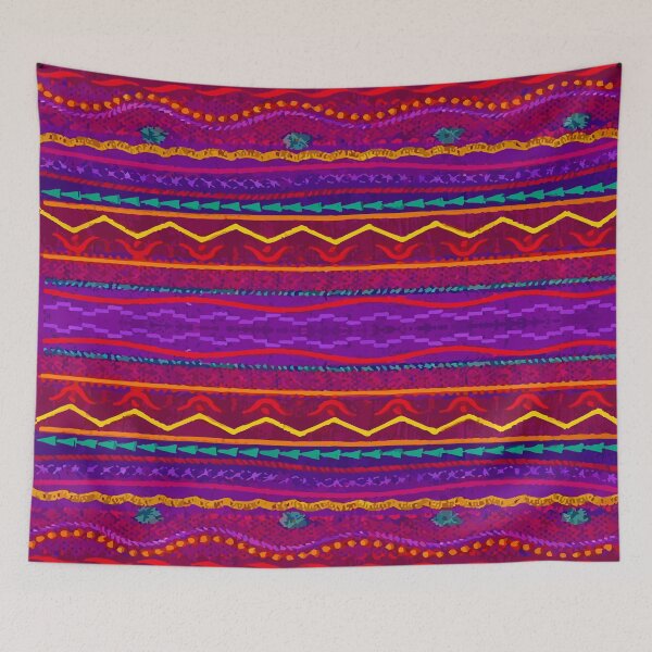 Item preview, Maximalist rebozo print multicolor stripes rainbow dopamine decor  designed and sold by T-Mex.