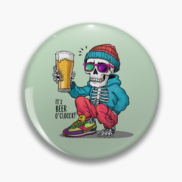 Item preview, skeleton wearing with beanie, hat and a full glass of beer designed and sold by Firas Aljazzar.