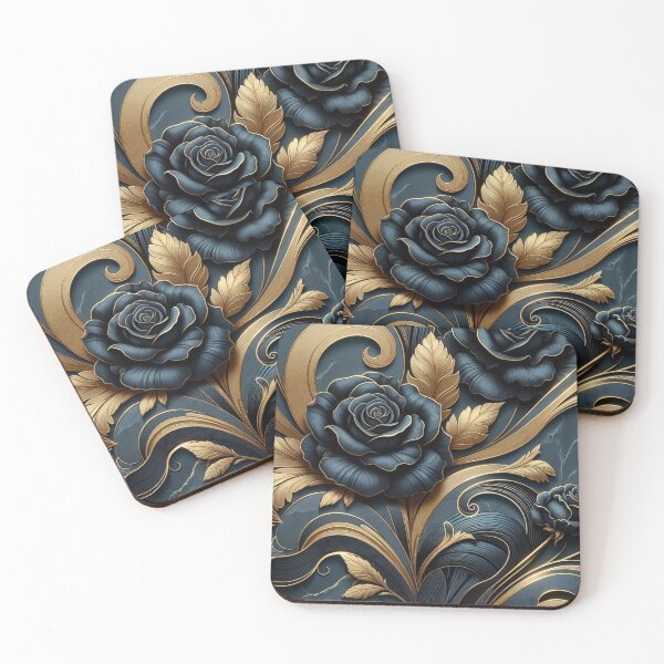 Item preview, Dusk Ocean Blue, Matte Black & Gold Baroque With Roses designed and sold by DesignsByPrnces.