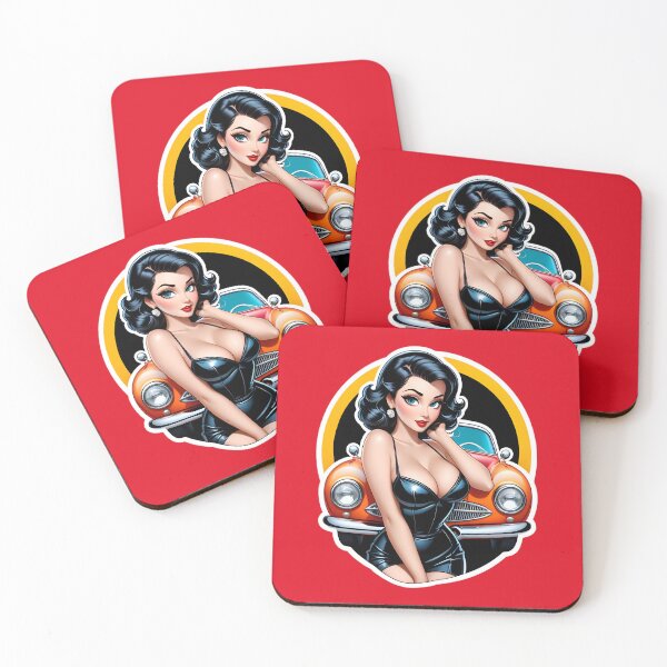 Item preview, Cute Sexy Anime Pinup Girl With Vintage Classic Car designed and sold by TheArtOfPat.