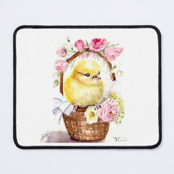 Item preview, Watercolor, spring chick in basket and roses designed and sold by Art-Flucie.