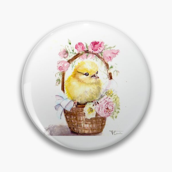 Item preview, Watercolor, spring chick in basket and roses designed and sold by Art-Flucie.