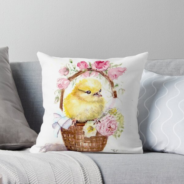 Item preview, Watercolor, spring chick in basket and roses designed and sold by Art-Flucie.