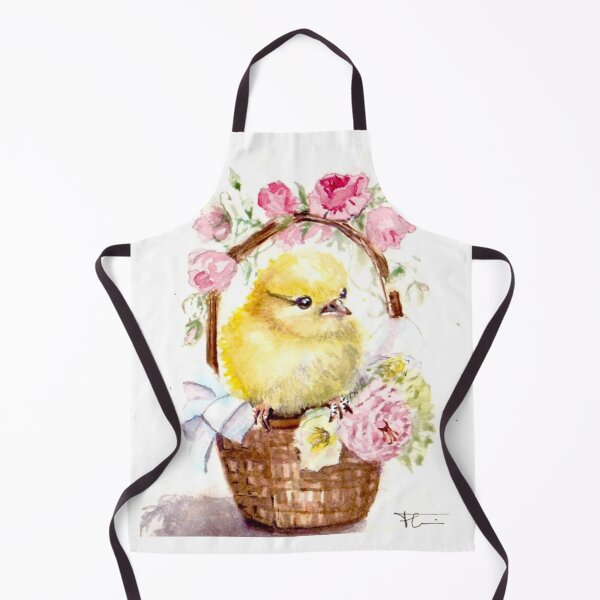 Item preview, Watercolor, spring chick in basket and roses designed and sold by Art-Flucie.
