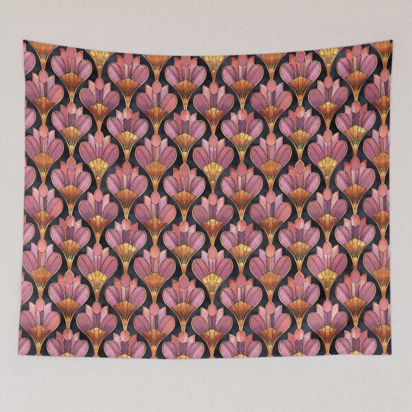 Item preview, Pink, Gold and Black Floral Art-Deco Pattern designed and sold by Sappi1004.