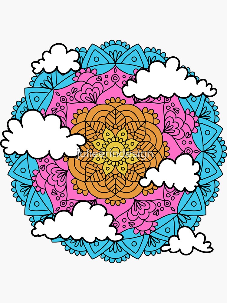 Thumbnail 3 of 3, Sticker, Cloud Mandala designed and sold by julieerindesign.