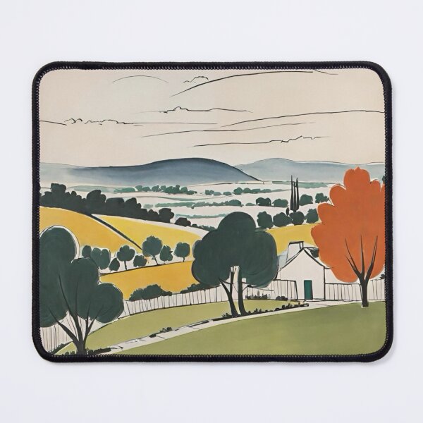 Item preview, Patterns No. 309. Mid Century. Vintage Retro. French Landscape. Sketch. Drawing. French Countryside. Botanical. Trees.  By Carraan designed and sold by CARRAANN.
