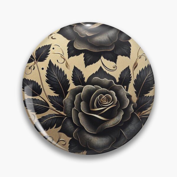 Artikelvorschau, Mattschwarzer und goldener Damast mit Rosen entworfen und verkauft von DesignsByPrnces.
