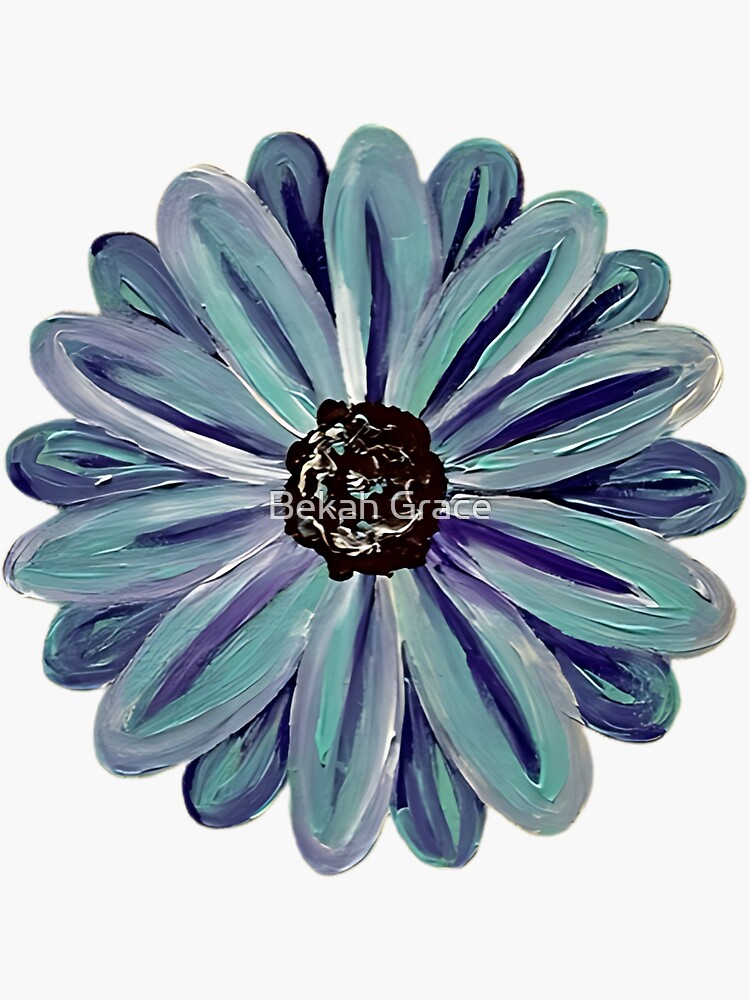 Thumbnail 3 of 3, Sticker, Pretty Blue Daisy Flower with Pink designed and sold by Bekah-Grace.