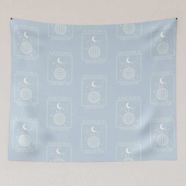 Item preview, Nur für dich strahlend | Moon & Hanging Lamp Illustration | Pastel Blue Background designed and sold by RM-Journey.