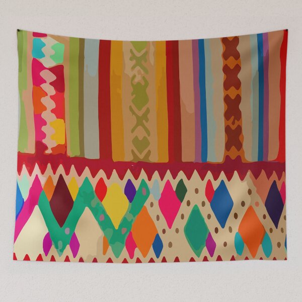 Item preview, Rainbow stripes maximalist embroidery colorful decor designed and sold by T-Mex.