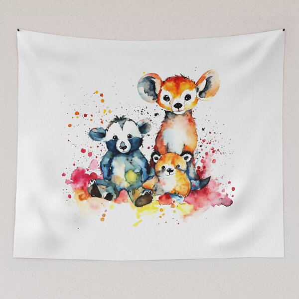 Item preview, watercolor of cute critters designed and sold by soulfulpalette.