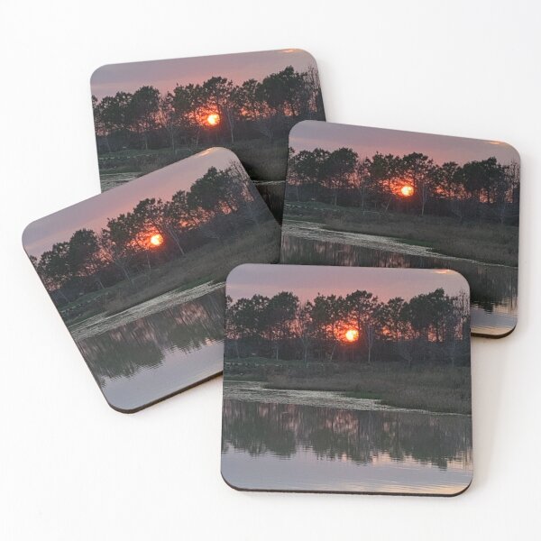 Item preview, Sun descends between lakeshore trees  designed and sold by Nature Photography by Wendi Gordon.