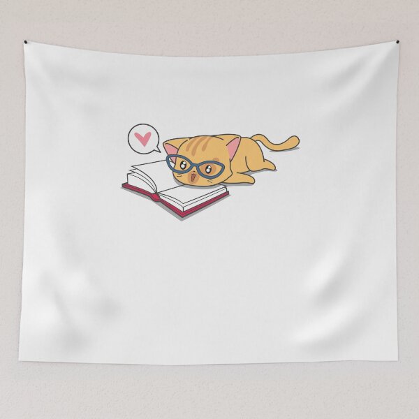 Item preview, cute cat reading book designed and sold by LEOOTY.
