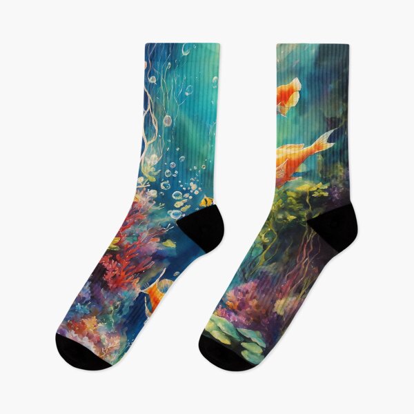 Item preview, undersea world with coral reefs and gold fish  designed and sold by soulfulpalette.