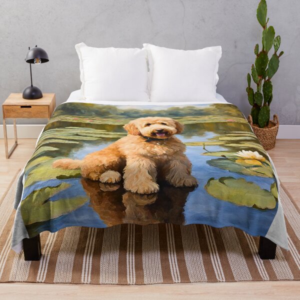 Item preview, Goldendoodle on Lily Pond Impressionism designed and sold by Fredster1966.