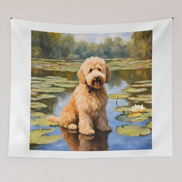 Item preview, Goldendoodle on Lily Pond Impressionism designed and sold by Fredster1966.
