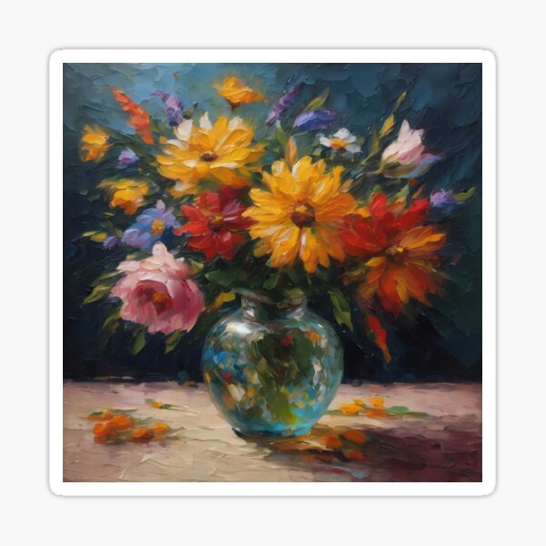 Oil Painted Flowers Sticker