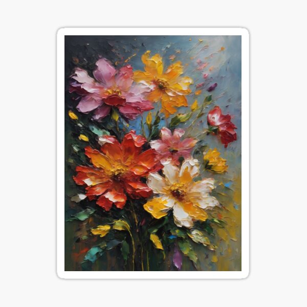 Oil Painted Flowers Sticker