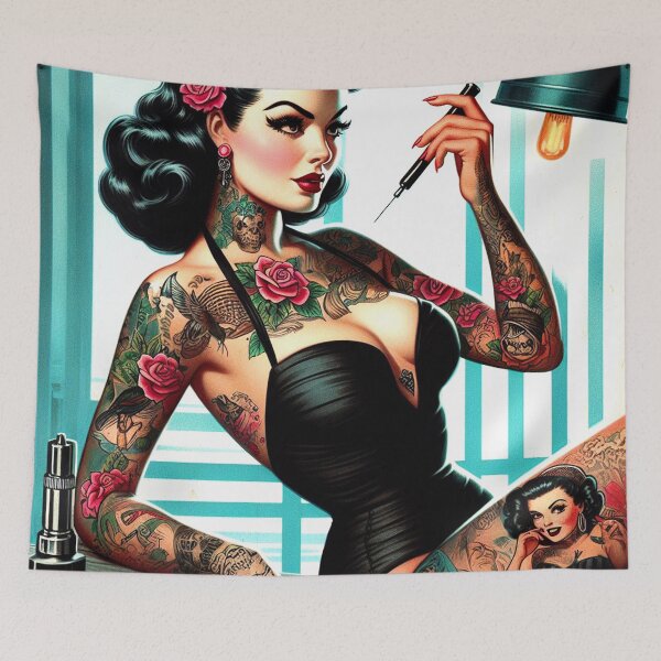 Item preview, Old School Tattoo Pin-up designed and sold by PulpVintage.