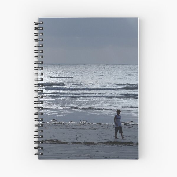 Item preview, morning beach walk on a grey day - lone dhow designed and sold by exploramum.