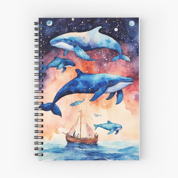 Item preview, whale and her calf swimming through the night sky designed and sold by soulfulpalette.