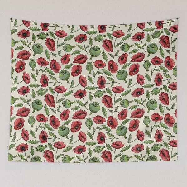 Item preview, Vintage Opium Poppies on Cream designed and sold by Hodgepodge Bricolage.