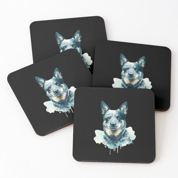 Item preview, Watercolor portrait of a Blue Heeler designed and sold by luckyredskittle.