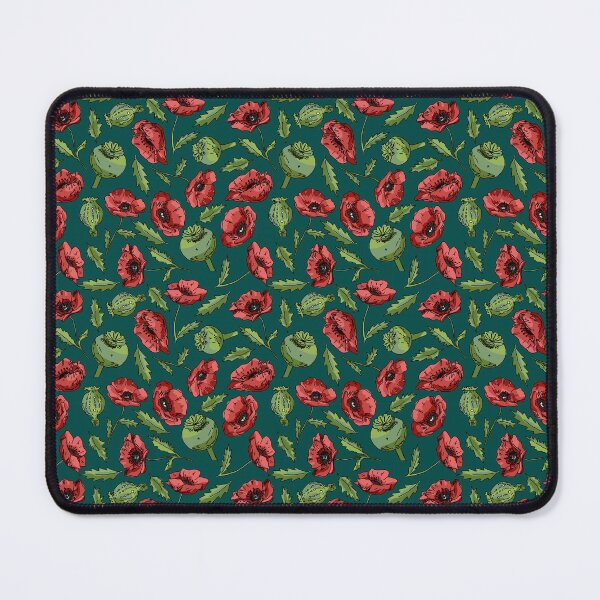 Item preview, Vintage Opium Poppies on Emerald designed and sold by Hodgepodge Bricolage.