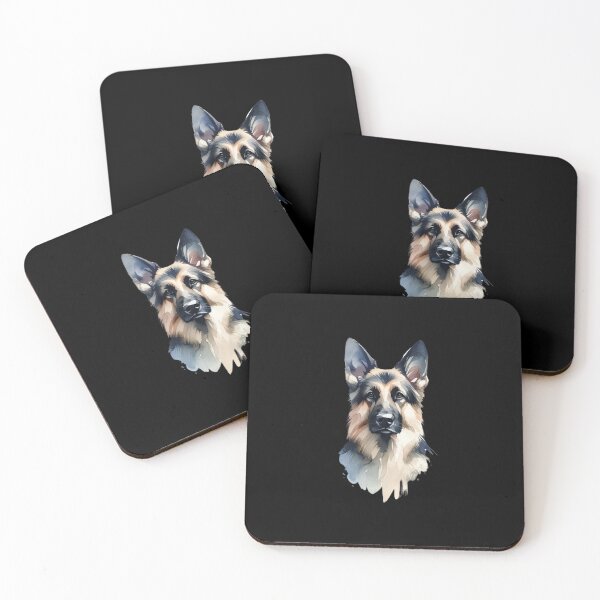 Item preview, Watercolor portrait of a German Shepard designed and sold by luckyredskittle.