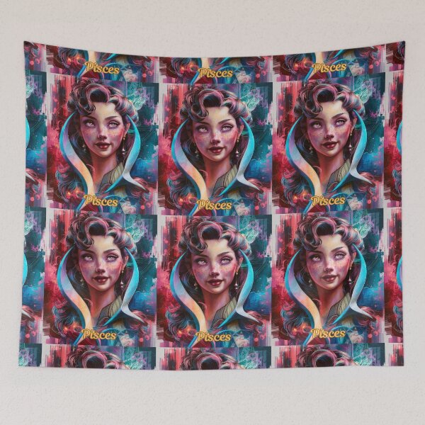 Item preview, Pisces Zodiac, whimsical lady, Pisces girl sexy, cosmos goddess, celestial woman designed and sold by ZodiacWonders.