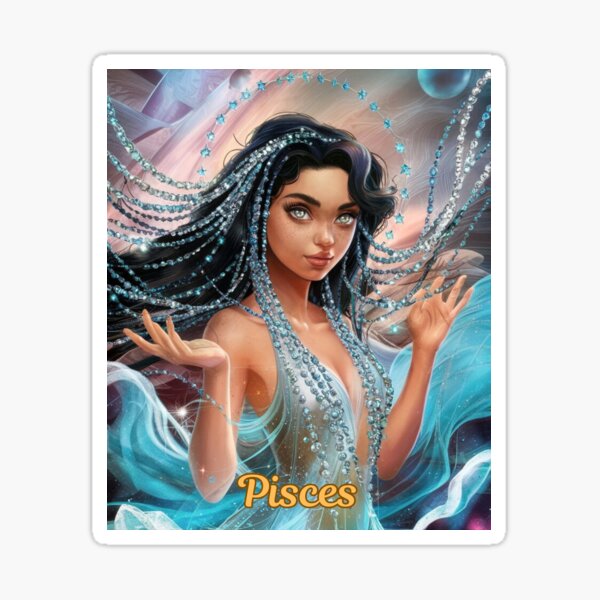 Item preview, Pisces Zodiac, whimsical lady, Pisces girl sexy, cosmos goddess, celestial woman designed and sold by ZodiacWonders.