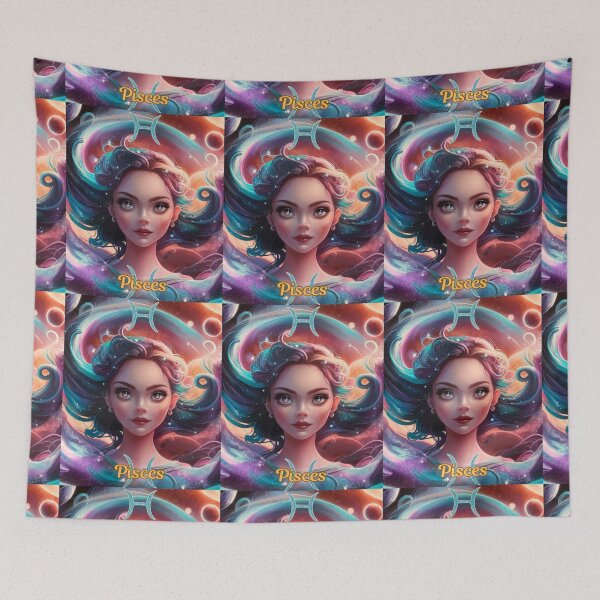 Item preview, Pisces Zodiac, whimsical lady, Pisces girl sexy, cosmos goddess, celestial woman designed and sold by ZodiacWonders.