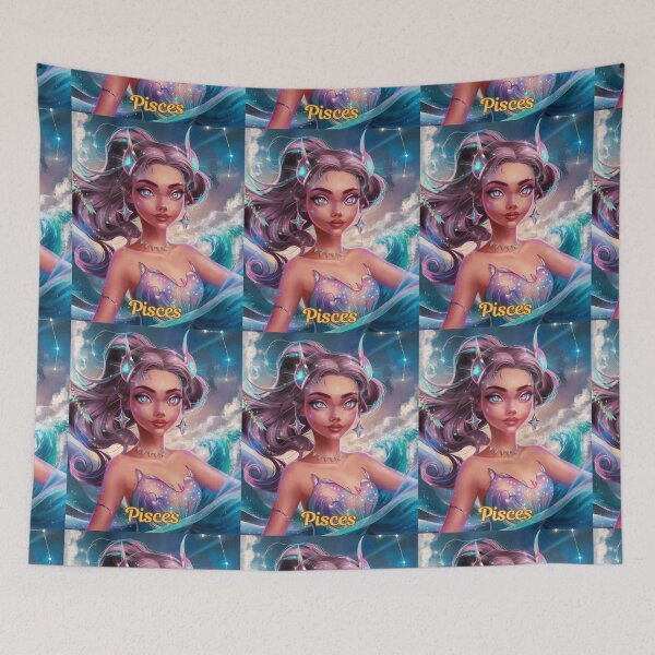 Item preview, Pisces Zodiac, whimsical lady, Pisces girl sexy, cosmos goddess, celestial woman designed and sold by ZodiacWonders.