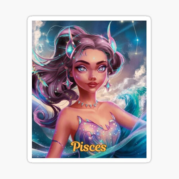 Item preview, Pisces Zodiac, whimsical lady, Pisces girl sexy, cosmos goddess, celestial woman designed and sold by ZodiacWonders.