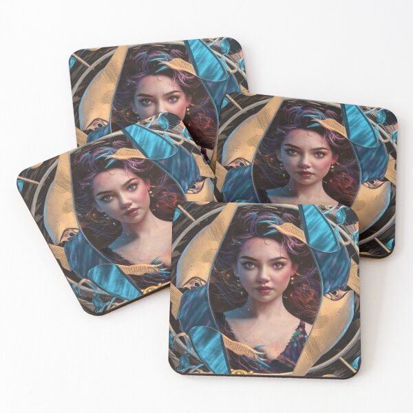 Item preview, Pisces Zodiac, whimsical lady, cosmos goddess, celestial woman designed and sold by ZodiacWonders.