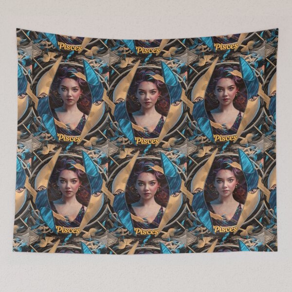 Item preview, Pisces Zodiac, whimsical lady, cosmos goddess, celestial woman designed and sold by ZodiacWonders.